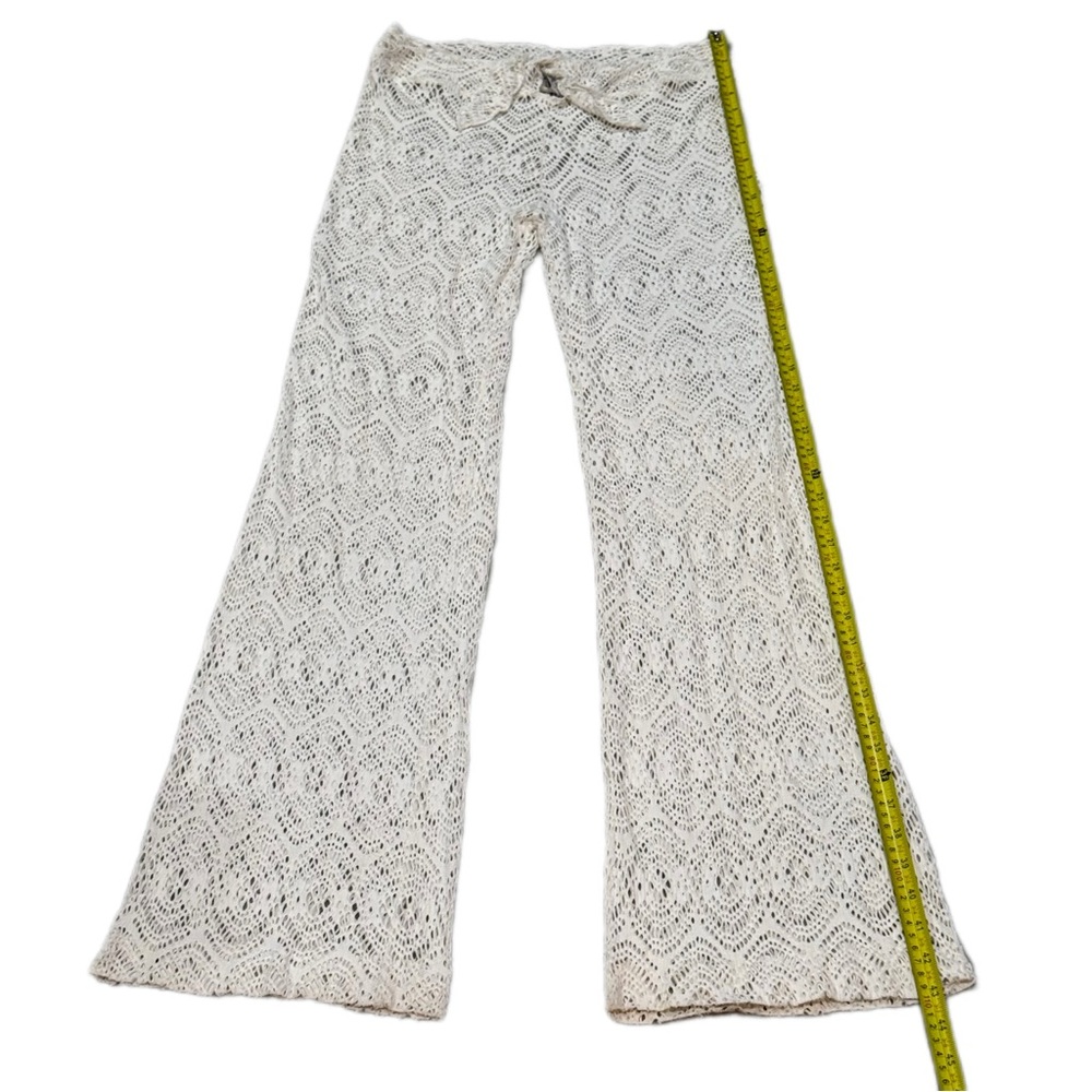 Cream Crochet Flare Pants Coverups Size Medium - Picture 9 of 12